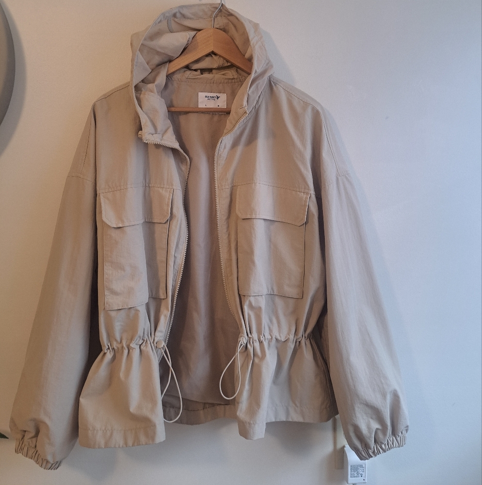 Cinched Waist Nylon Performance Jacket